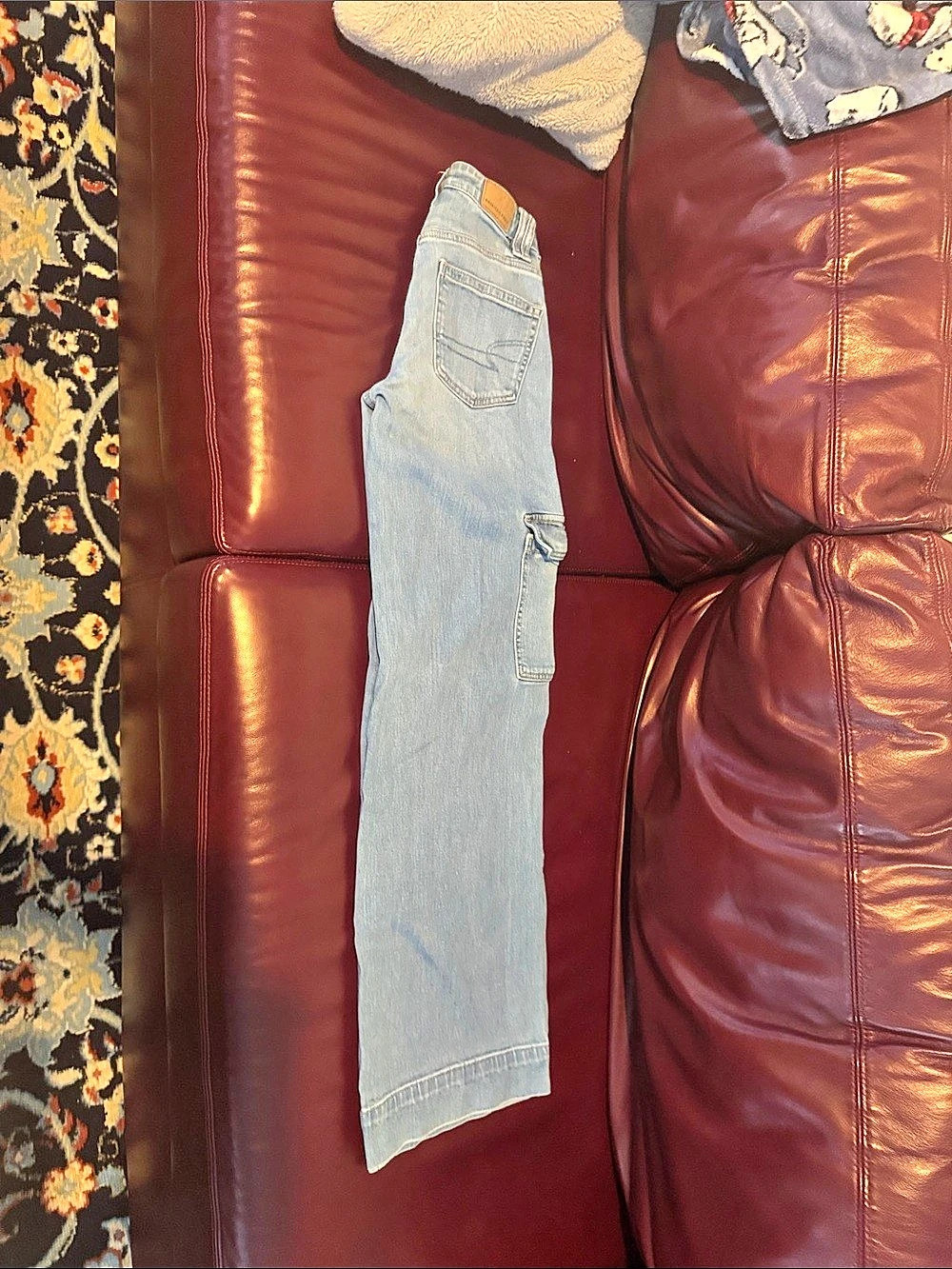 American Eagle Stretch High-Waisted Baggy Wide-Leg Cargo Jeans